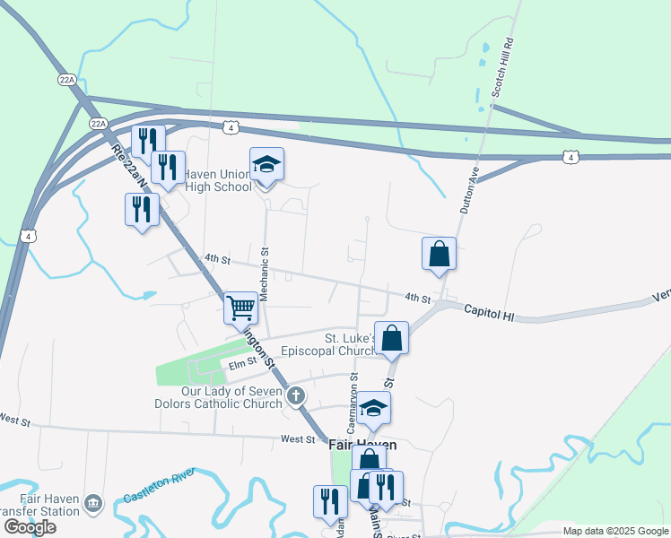 map of restaurants, bars, coffee shops, grocery stores, and more near 16 4th Street in Fair Haven