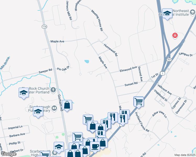 map of restaurants, bars, coffee shops, grocery stores, and more near 9 Perennial Way in Scarborough