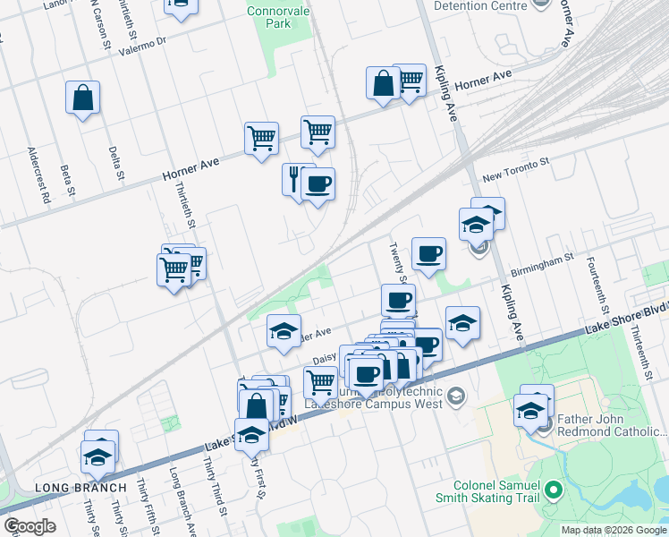 map of restaurants, bars, coffee shops, grocery stores, and more near in Toronto