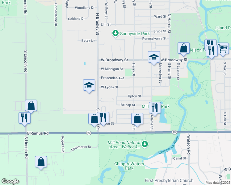 map of restaurants, bars, coffee shops, grocery stores, and more near 1523 Upton Street in Mount Pleasant