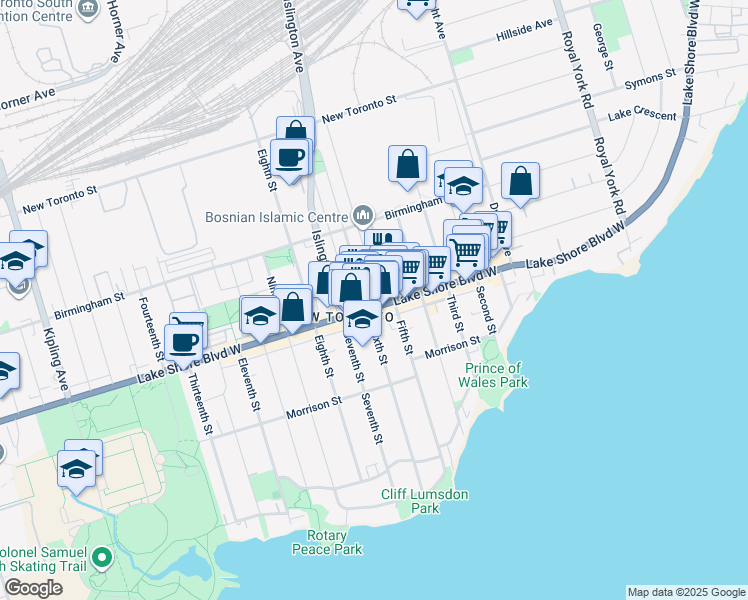 map of restaurants, bars, coffee shops, grocery stores, and more near in Toronto