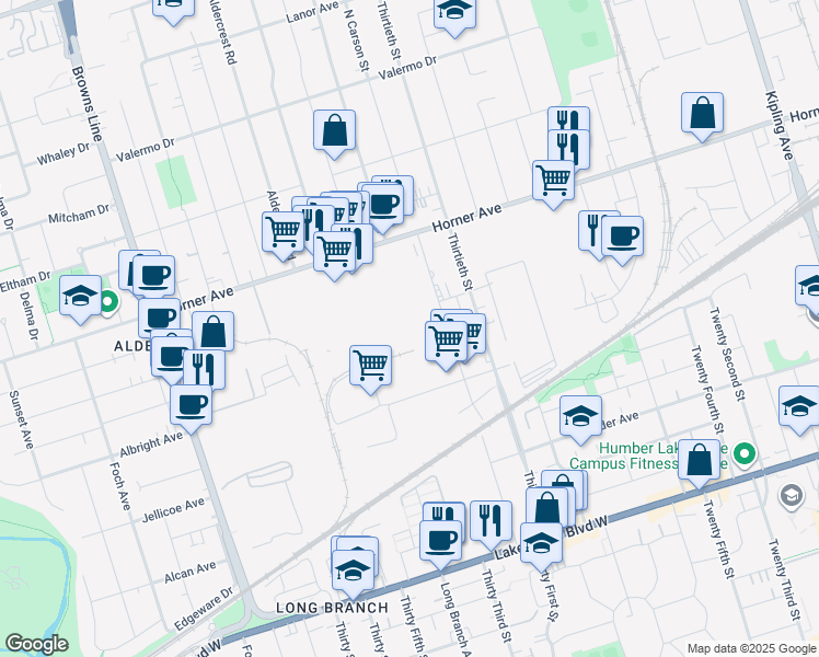 map of restaurants, bars, coffee shops, grocery stores, and more near in Toronto