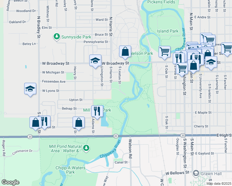 map of restaurants, bars, coffee shops, grocery stores, and more near in Mount Pleasant