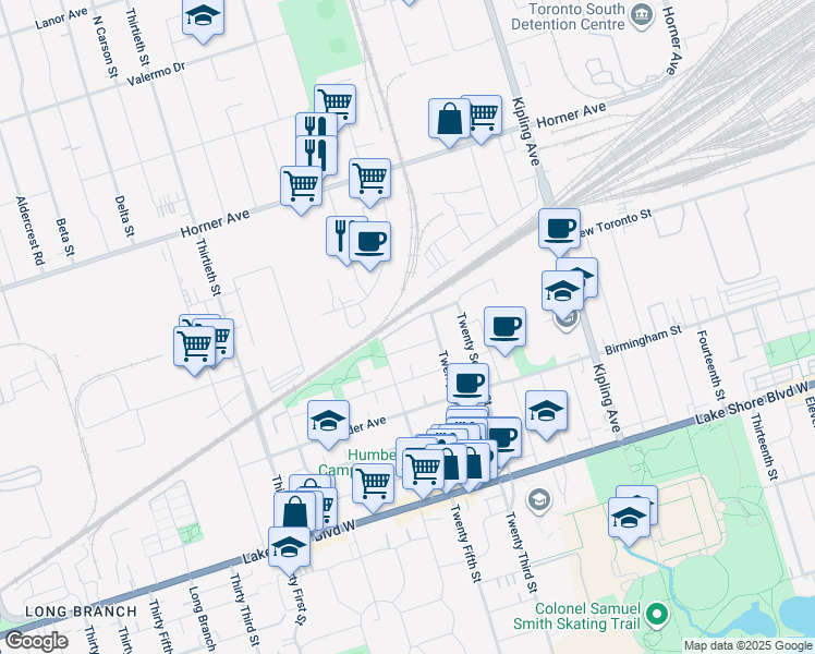 map of restaurants, bars, coffee shops, grocery stores, and more near in Toronto