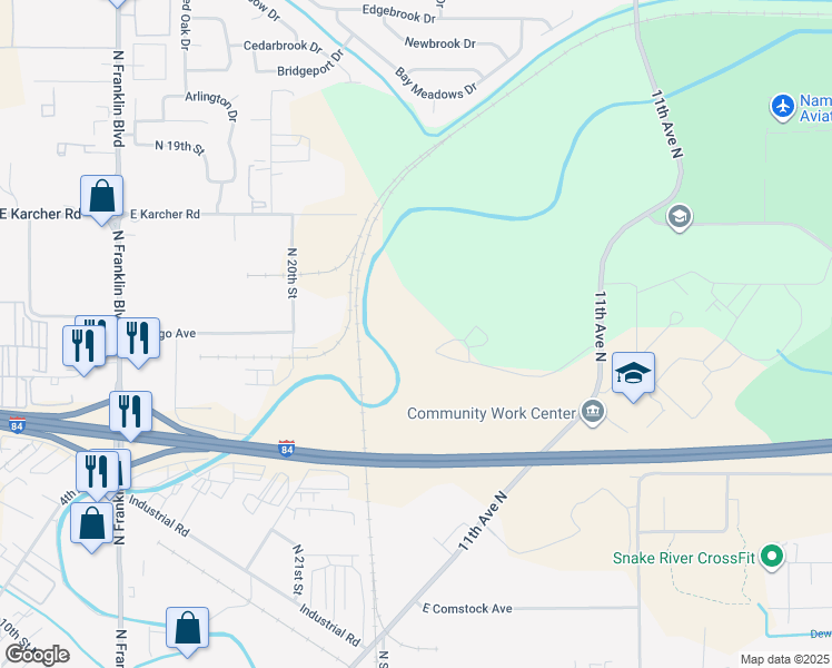 map of restaurants, bars, coffee shops, grocery stores, and more near in Nampa