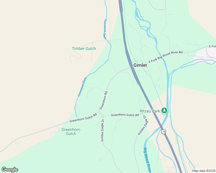 map of restaurants, bars, coffee shops, grocery stores, and more near Greenhorn Road in Hailey