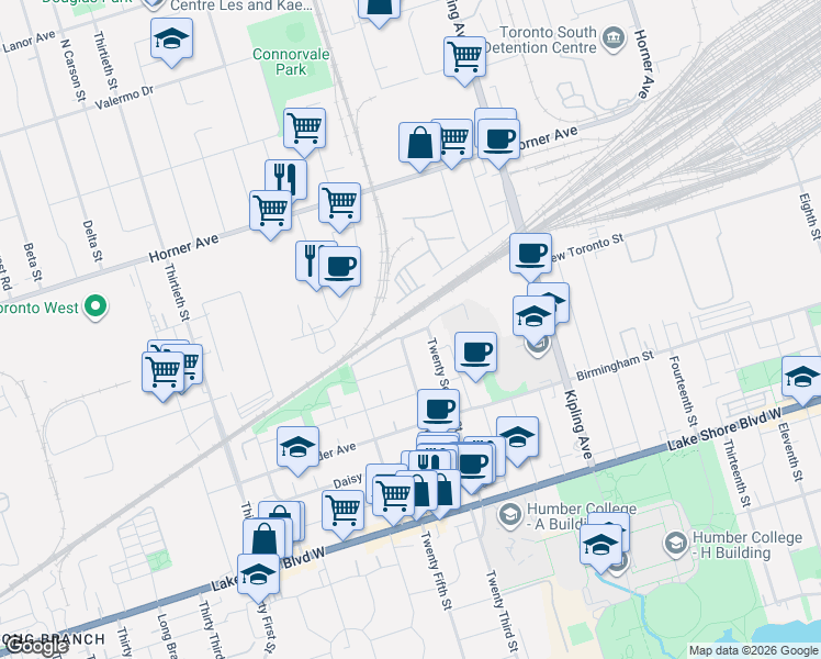 map of restaurants, bars, coffee shops, grocery stores, and more near 1 Whitlam Avenue in Toronto