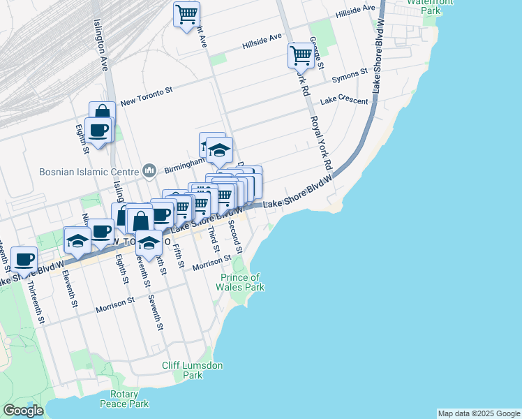 map of restaurants, bars, coffee shops, grocery stores, and more near in Toronto