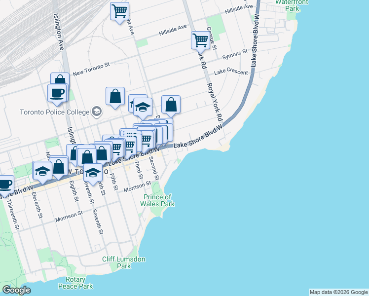 map of restaurants, bars, coffee shops, grocery stores, and more near in Toronto