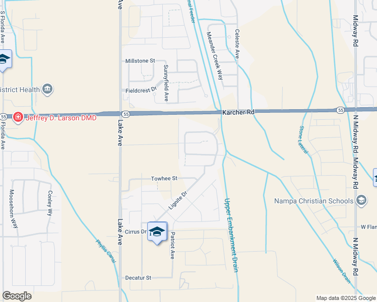 map of restaurants, bars, coffee shops, grocery stores, and more near 12706 Brownstone Street in Nampa