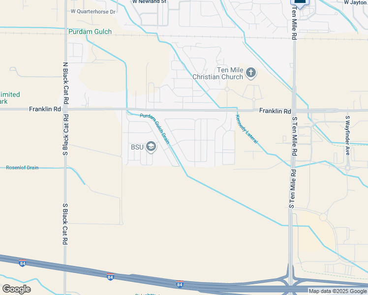 map of restaurants, bars, coffee shops, grocery stores, and more near 321 South Iceberg Lake Avenue in Meridian
