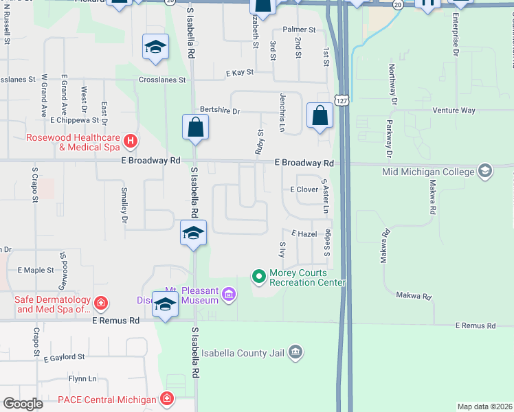 map of restaurants, bars, coffee shops, grocery stores, and more near 5263 East Broadway Road in Mount Pleasant