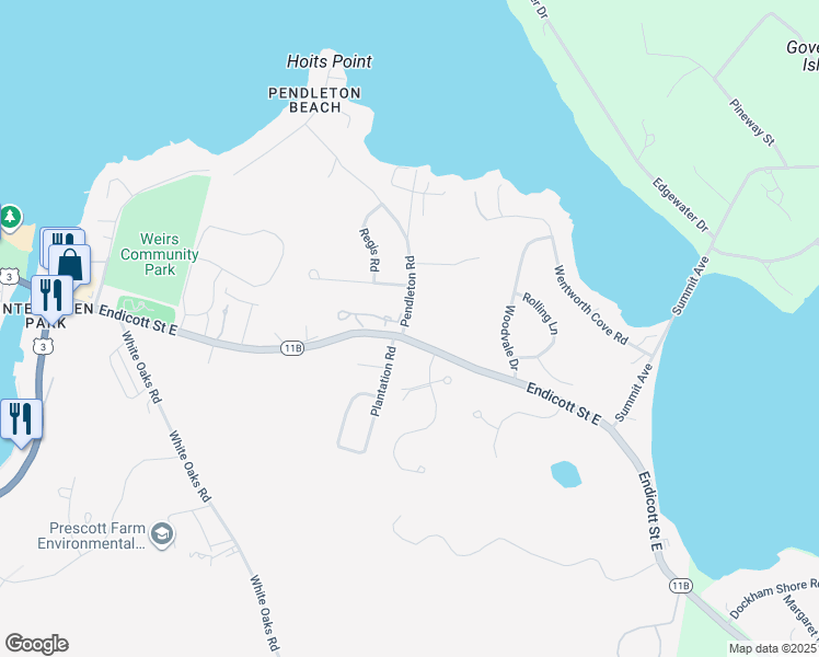 map of restaurants, bars, coffee shops, grocery stores, and more near 7 Pendleton Road in Laconia