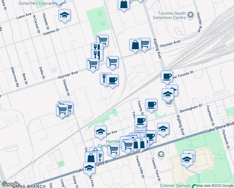 map of restaurants, bars, coffee shops, grocery stores, and more near in Toronto