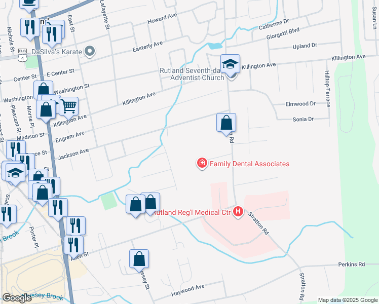 map of restaurants, bars, coffee shops, grocery stores, and more near 5 General Wing Road in Rutland