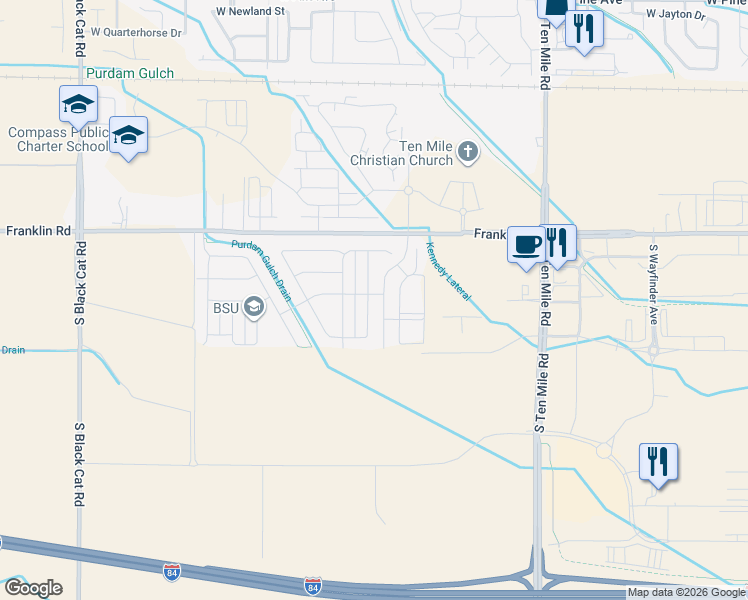 map of restaurants, bars, coffee shops, grocery stores, and more near 316 West Riggs Spring Avenue in Meridian