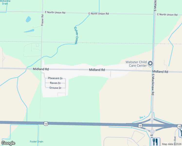 map of restaurants, bars, coffee shops, grocery stores, and more near 1230 Midland Road in Bay City