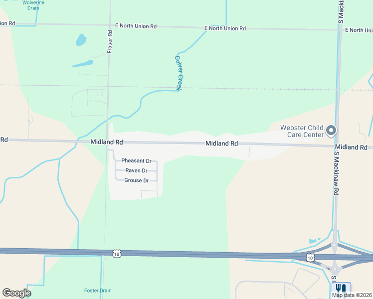 map of restaurants, bars, coffee shops, grocery stores, and more near 1002-1498 Midland Road in Bay City