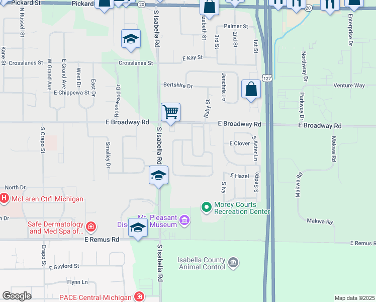 map of restaurants, bars, coffee shops, grocery stores, and more near 5232 East Broadway Road in Mount Pleasant