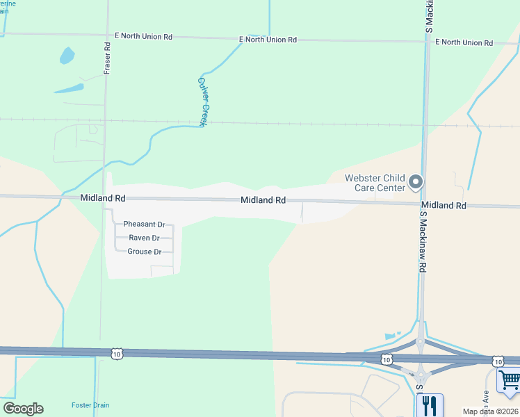map of restaurants, bars, coffee shops, grocery stores, and more near 1230 Midland Road in Bay City