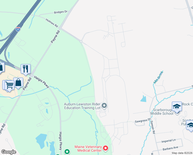 map of restaurants, bars, coffee shops, grocery stores, and more near 1 Scarborough Downs Road in Scarborough