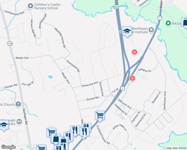 map of restaurants, bars, coffee shops, grocery stores, and more near 11 Owens Way in Scarborough