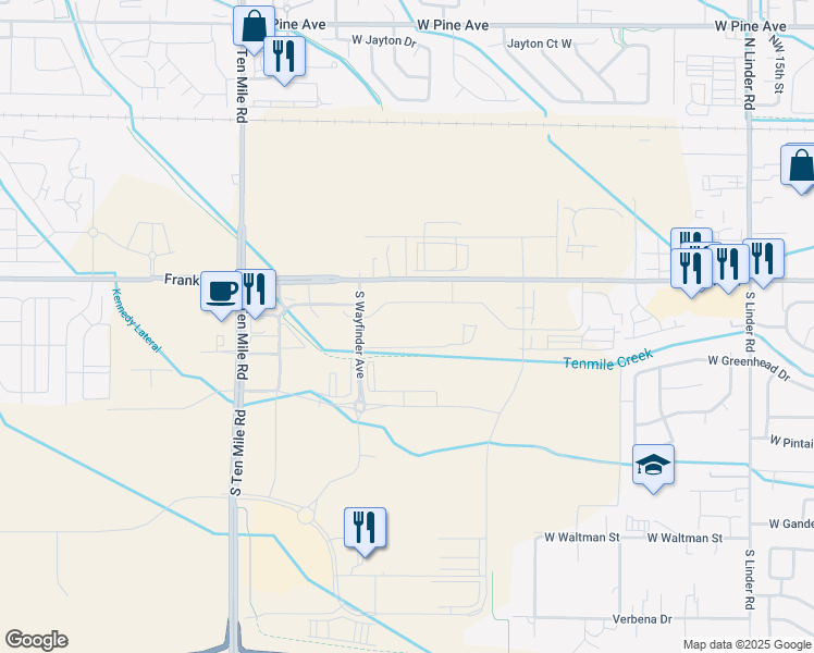 map of restaurants, bars, coffee shops, grocery stores, and more near 2805 West Franklin Road in Meridian