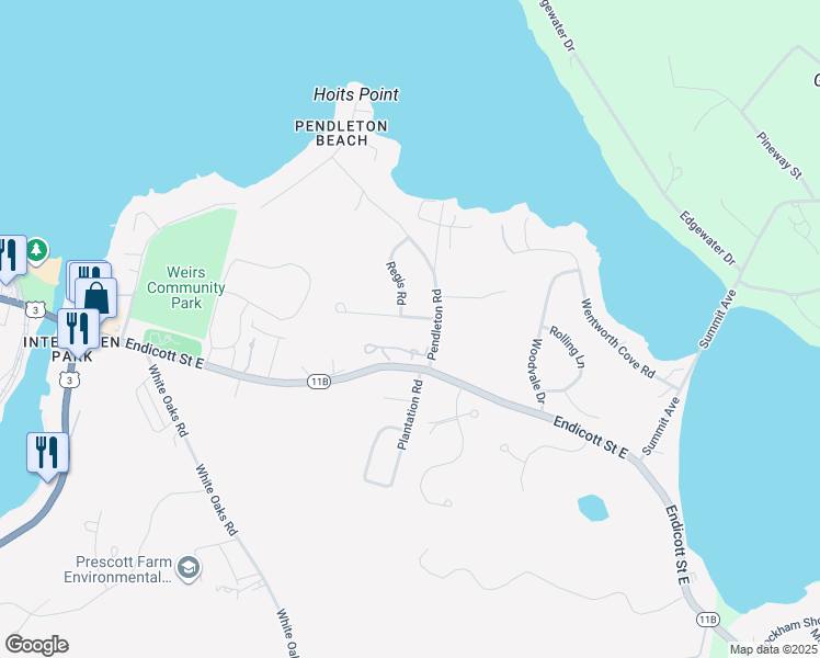 map of restaurants, bars, coffee shops, grocery stores, and more near 36 Ashley Drive in Laconia