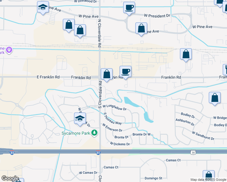 map of restaurants, bars, coffee shops, grocery stores, and more near 12064 West Dunham Drive in Boise