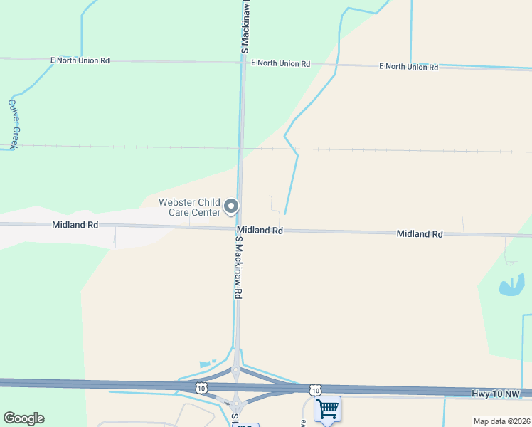 map of restaurants, bars, coffee shops, grocery stores, and more near 1547 Midland Road in Bay City