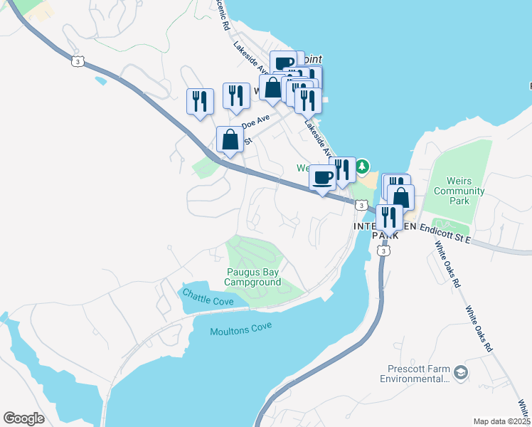map of restaurants, bars, coffee shops, grocery stores, and more near in Laconia