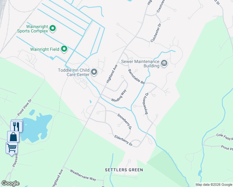 map of restaurants, bars, coffee shops, grocery stores, and more near 29 Tamarack Drive in South Portland