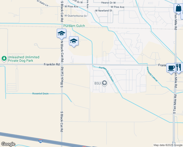 map of restaurants, bars, coffee shops, grocery stores, and more near 4318 West Balance Rock Drive in Meridian