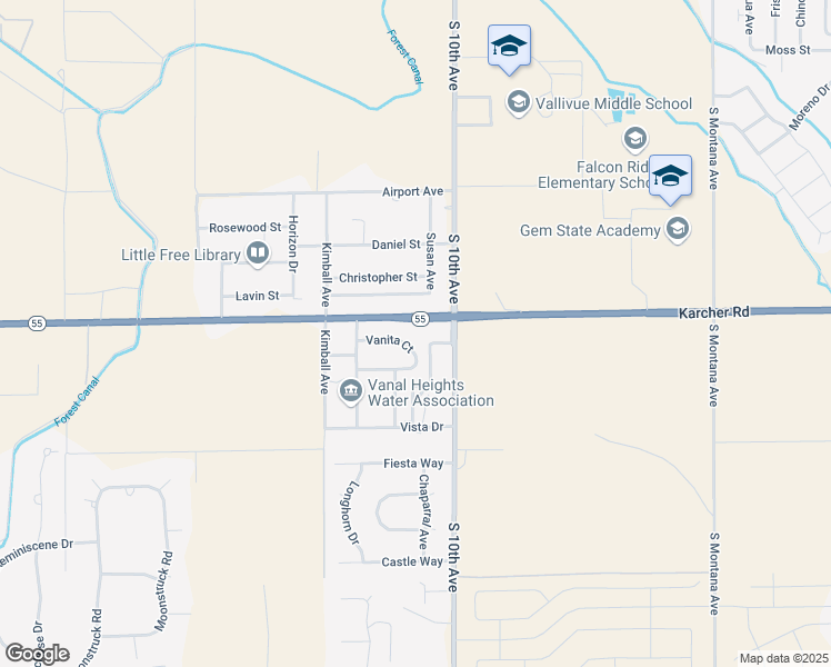 map of restaurants, bars, coffee shops, grocery stores, and more near 15050 Vanita Court in Caldwell