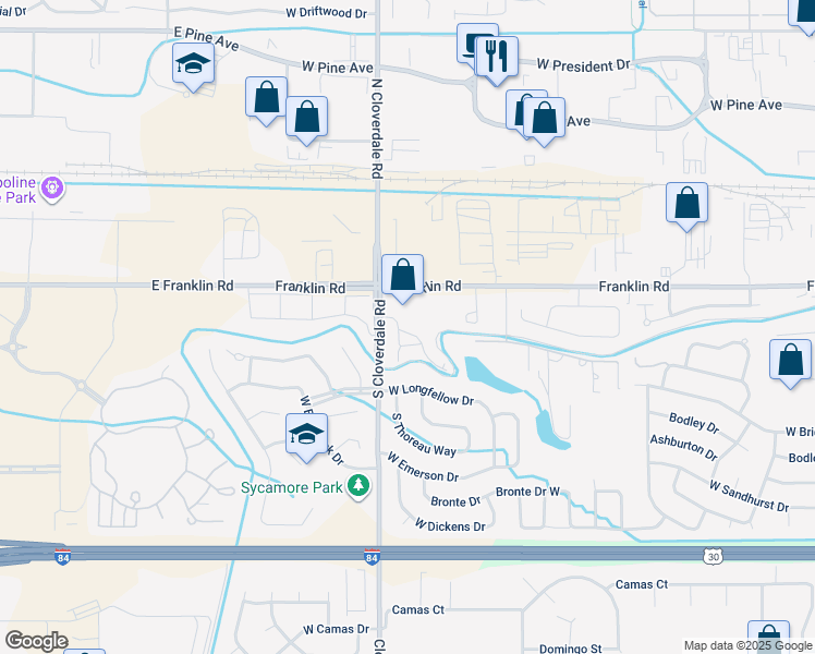 map of restaurants, bars, coffee shops, grocery stores, and more near 12064 West Dunham Drive in Boise