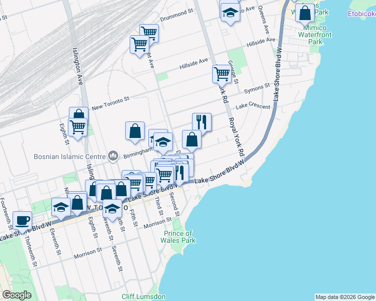map of restaurants, bars, coffee shops, grocery stores, and more near 88 Heman Street in Toronto