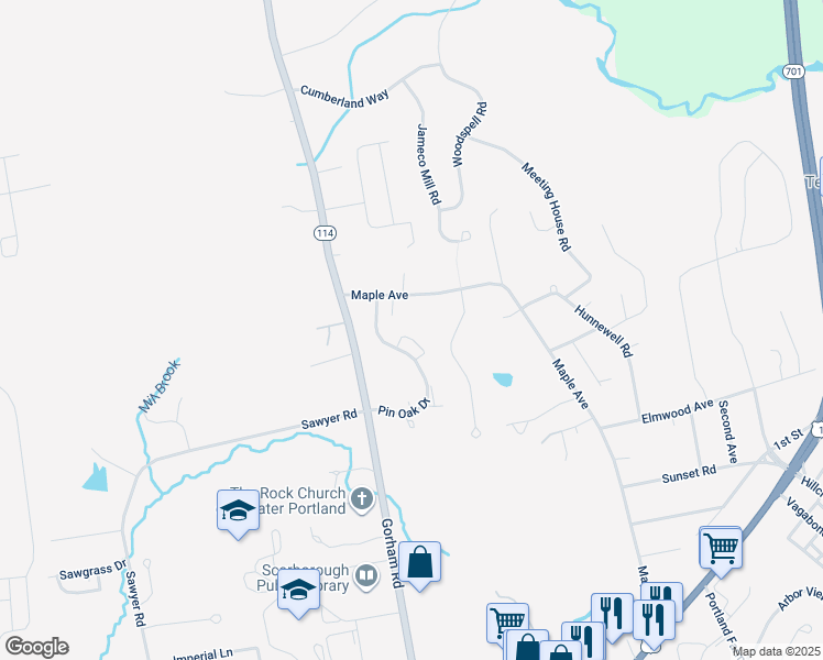 map of restaurants, bars, coffee shops, grocery stores, and more near 17 Pinoak Drive in Scarborough