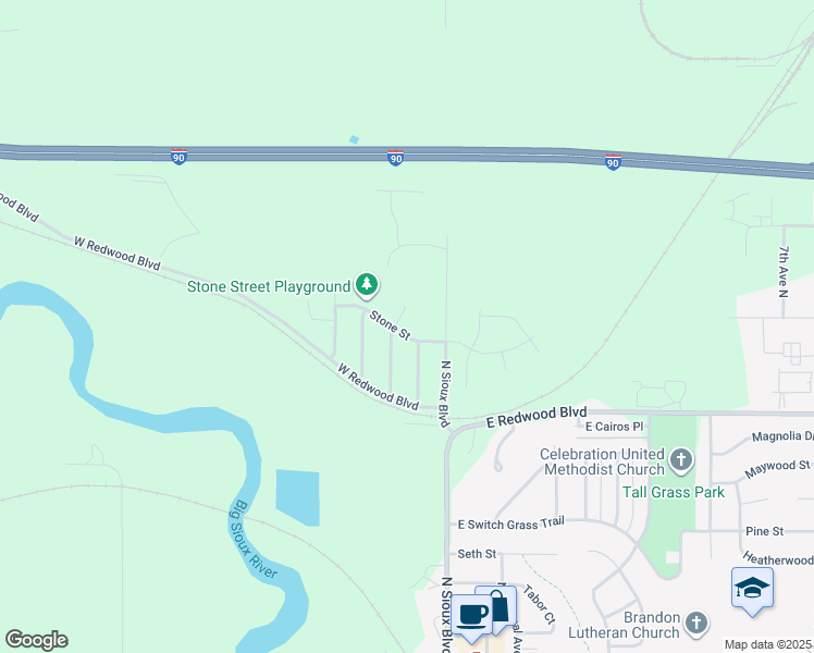 map of restaurants, bars, coffee shops, grocery stores, and more near Stone Circle in Brandon