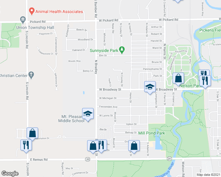map of restaurants, bars, coffee shops, grocery stores, and more near 108 Heidi Court in Mount Pleasant
