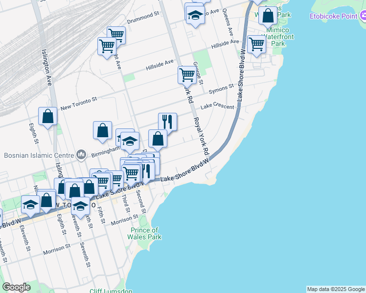 map of restaurants, bars, coffee shops, grocery stores, and more near 32 Heman Street in Toronto