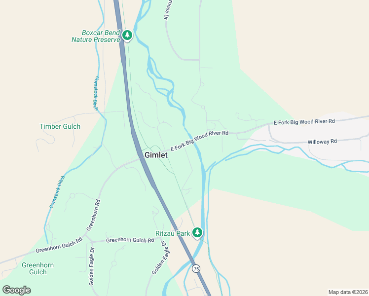 map of restaurants, bars, coffee shops, grocery stores, and more near 100 Audubon Place in Hailey