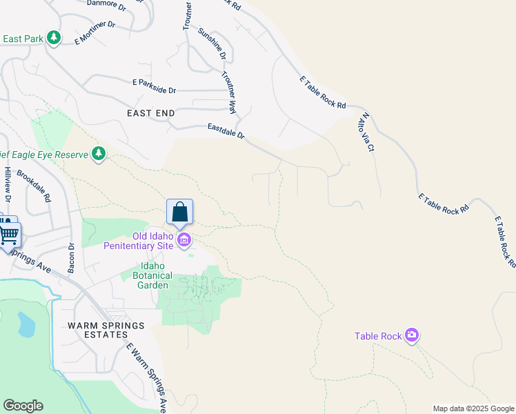 map of restaurants, bars, coffee shops, grocery stores, and more near 550 Troutner Way in Boise
