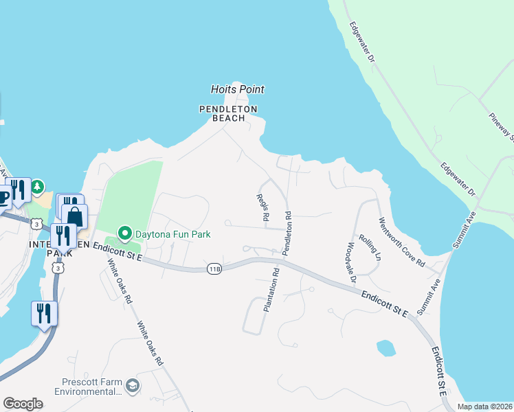 map of restaurants, bars, coffee shops, grocery stores, and more near 40 Regis Road in Laconia