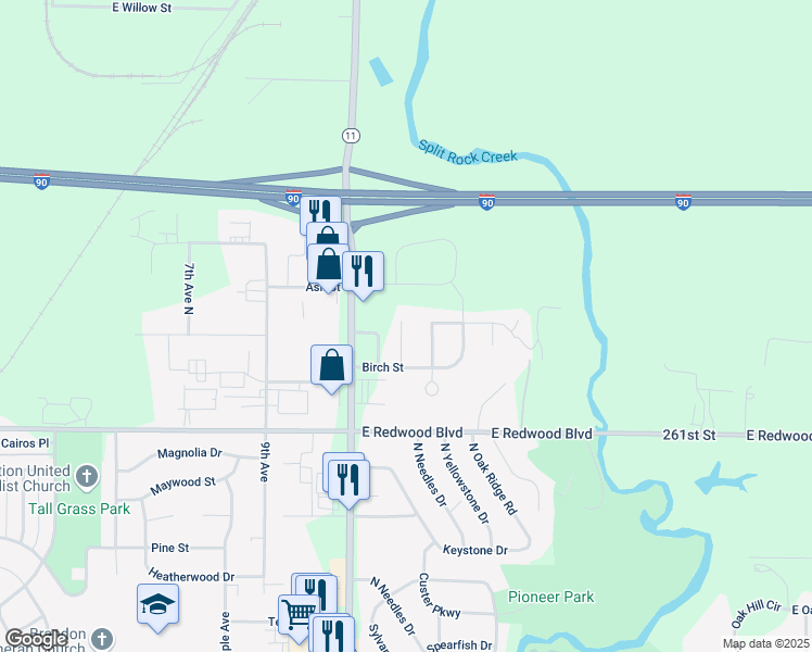 map of restaurants, bars, coffee shops, grocery stores, and more near 920 Joslyn Drive in Brandon