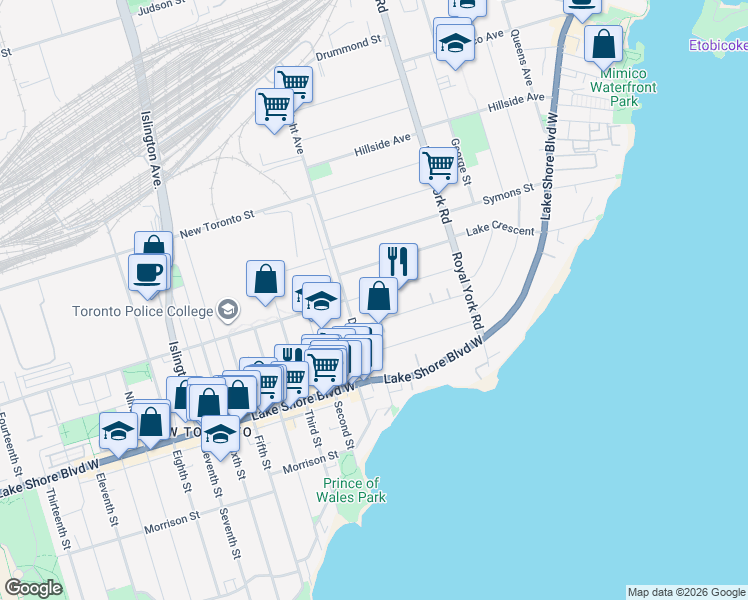 map of restaurants, bars, coffee shops, grocery stores, and more near 77 Murrie Street in Toronto