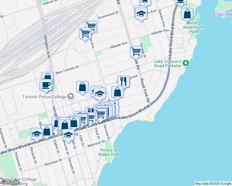 map of restaurants, bars, coffee shops, grocery stores, and more near 77 Murrie Street in Toronto