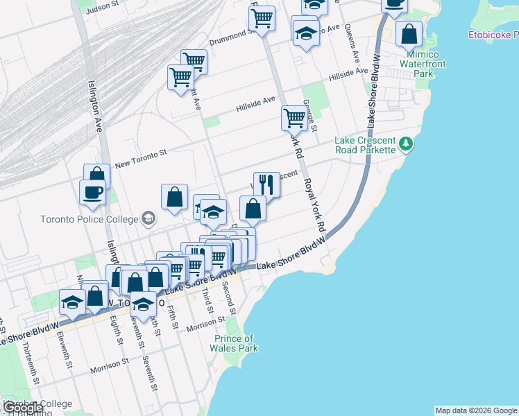 map of restaurants, bars, coffee shops, grocery stores, and more near 67 Murrie Street in Toronto