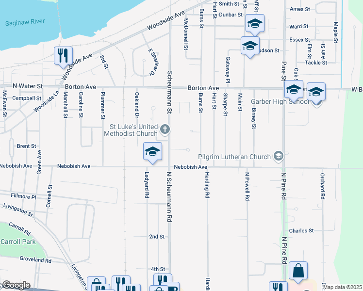 map of restaurants, bars, coffee shops, grocery stores, and more near 7 Sovey Court in Essexville