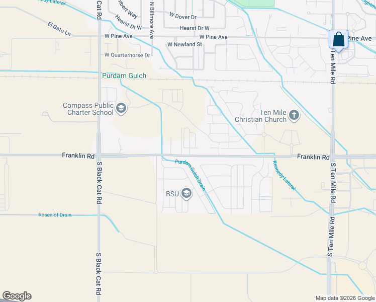 map of restaurants, bars, coffee shops, grocery stores, and more near 4270 West Franklin Road in Meridian