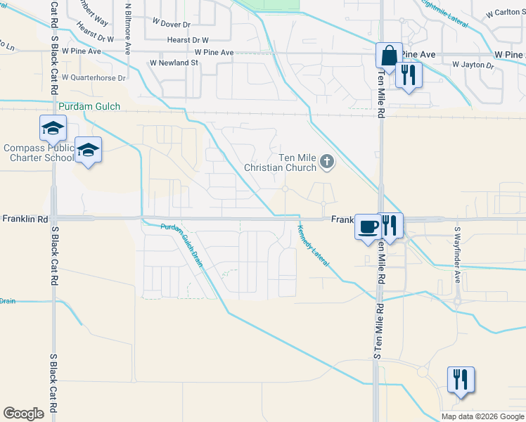 map of restaurants, bars, coffee shops, grocery stores, and more near 3829 West Chair Lift Lane in Meridian